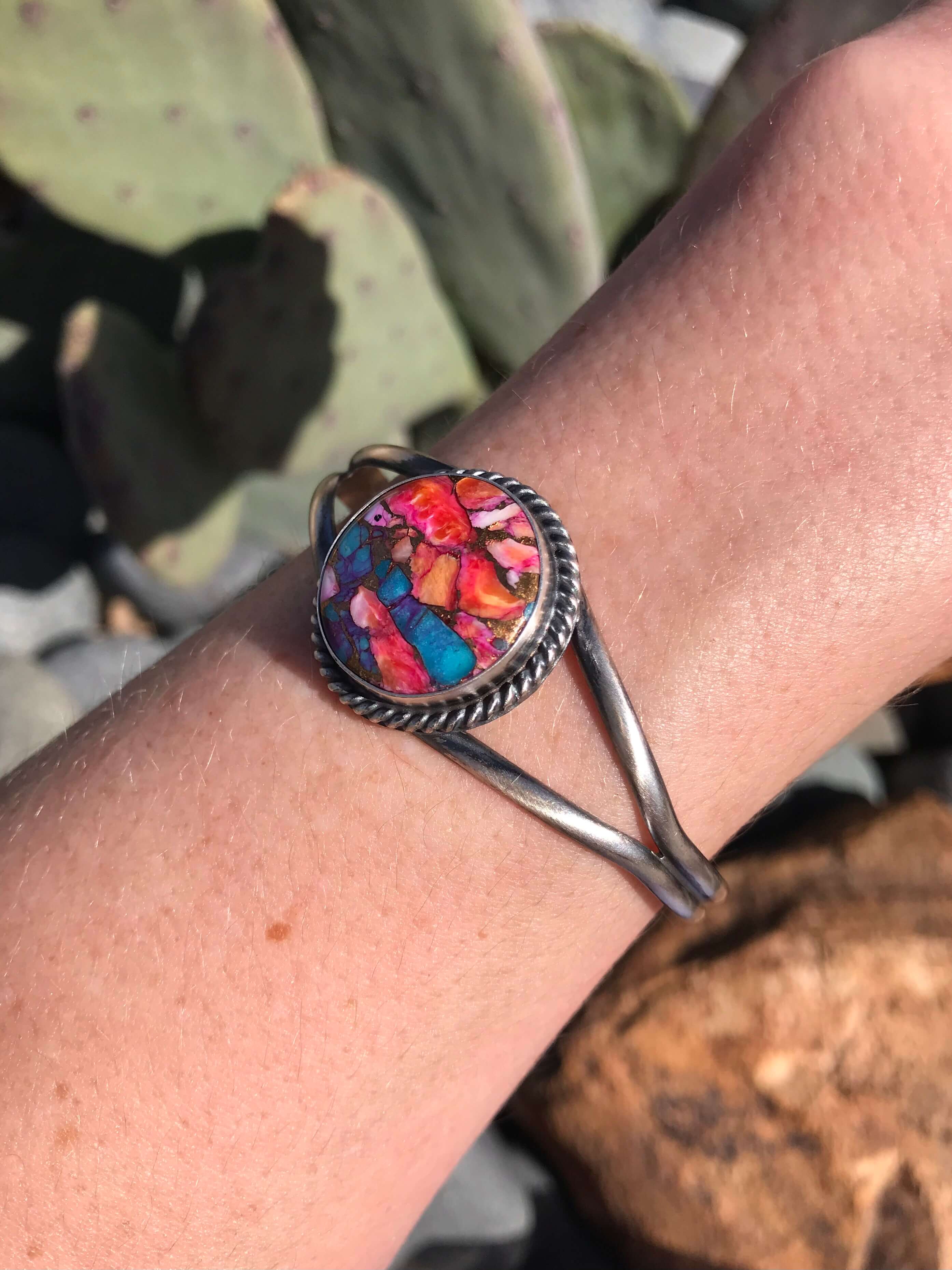 The Dahlia Cuff, 9-Bracelets & Cuffs-Calli Co., Turquoise and Silver Jewelry, Native American Handmade, Zuni Tribe, Navajo Tribe, Brock Texas