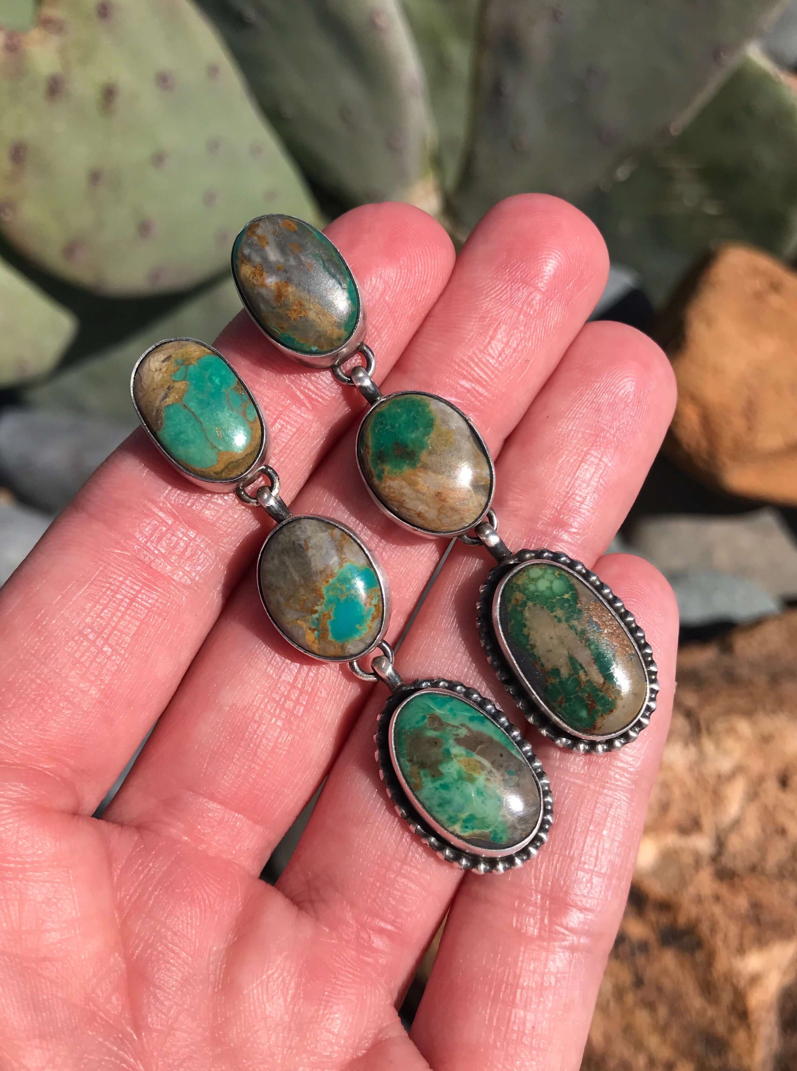 The Searcy Earrings, 2-Earrings-Calli Co., Turquoise and Silver Jewelry, Native American Handmade, Zuni Tribe, Navajo Tribe, Brock Texas
