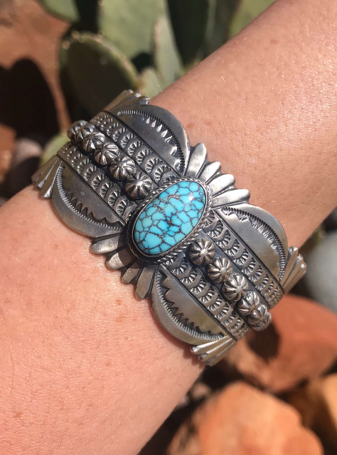 The Warrawee Turquoise Cuff-Bracelets & Cuffs-Calli Co., Turquoise and Silver Jewelry, Native American Handmade, Zuni Tribe, Navajo Tribe, Brock Texas