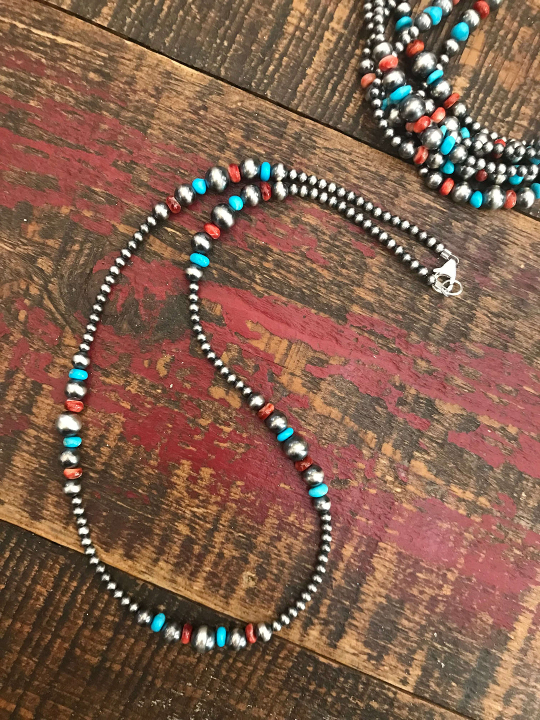 The Stevie Necklace, 18"-Necklaces-Calli Co., Turquoise and Silver Jewelry, Native American Handmade, Zuni Tribe, Navajo Tribe, Brock Texas