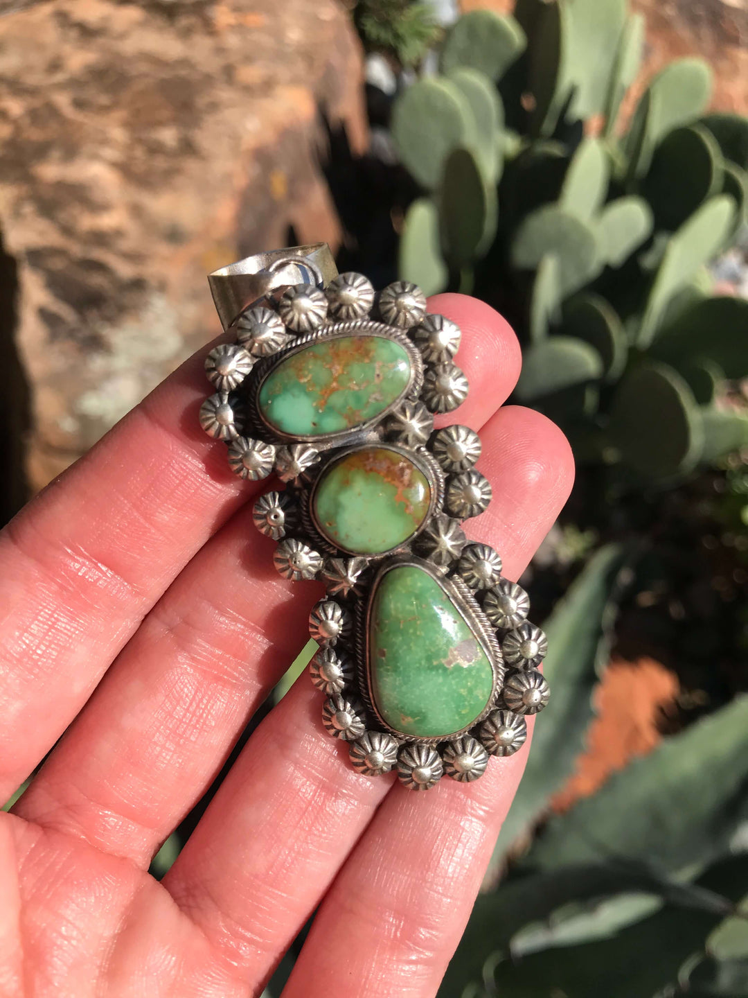 The Lockleys Turquoise Pendant-Pendants-Calli Co., Turquoise and Silver Jewelry, Native American Handmade, Zuni Tribe, Navajo Tribe, Brock Texas
