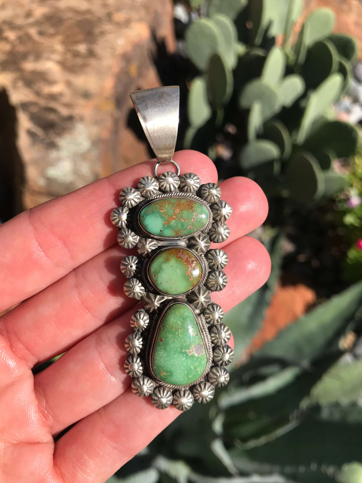 The Lockleys Turquoise Pendant-Pendants-Calli Co., Turquoise and Silver Jewelry, Native American Handmade, Zuni Tribe, Navajo Tribe, Brock Texas