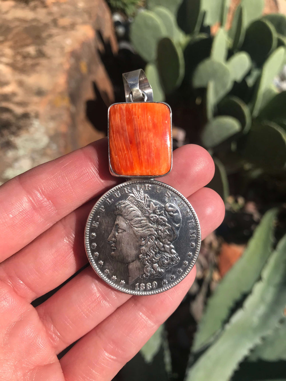 The Hankinson Spiny Silver Dollar Pendant-Pendants-Calli Co., Turquoise and Silver Jewelry, Native American Handmade, Zuni Tribe, Navajo Tribe, Brock Texas