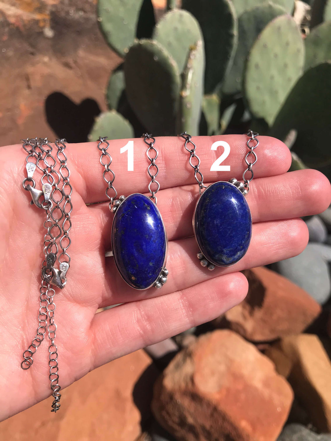 The Hallie Lapis Necklaces-Necklaces-Calli Co., Turquoise and Silver Jewelry, Native American Handmade, Zuni Tribe, Navajo Tribe, Brock Texas