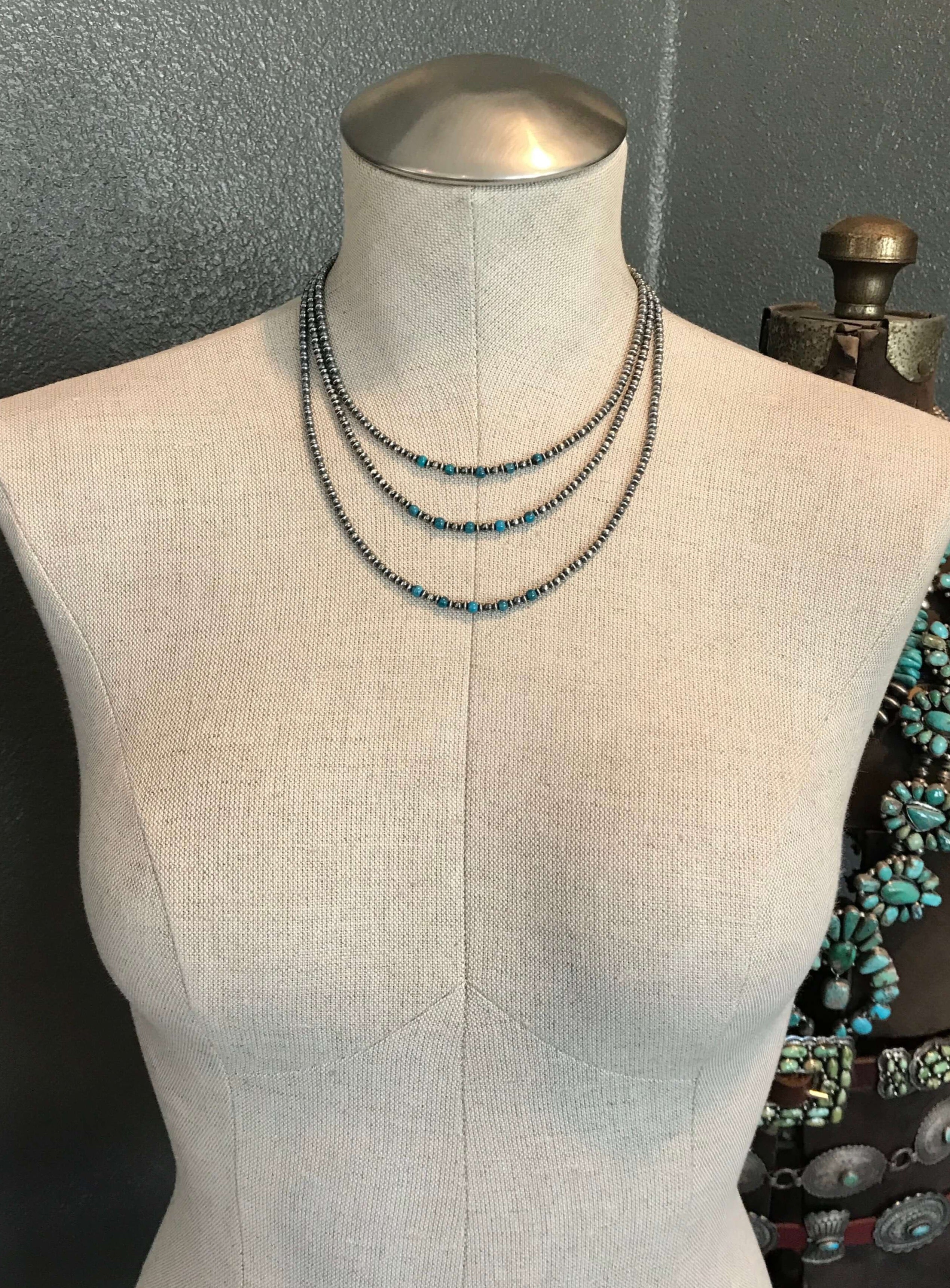 Sterling Turquoise Beaded Necklace Calli Co. Silver