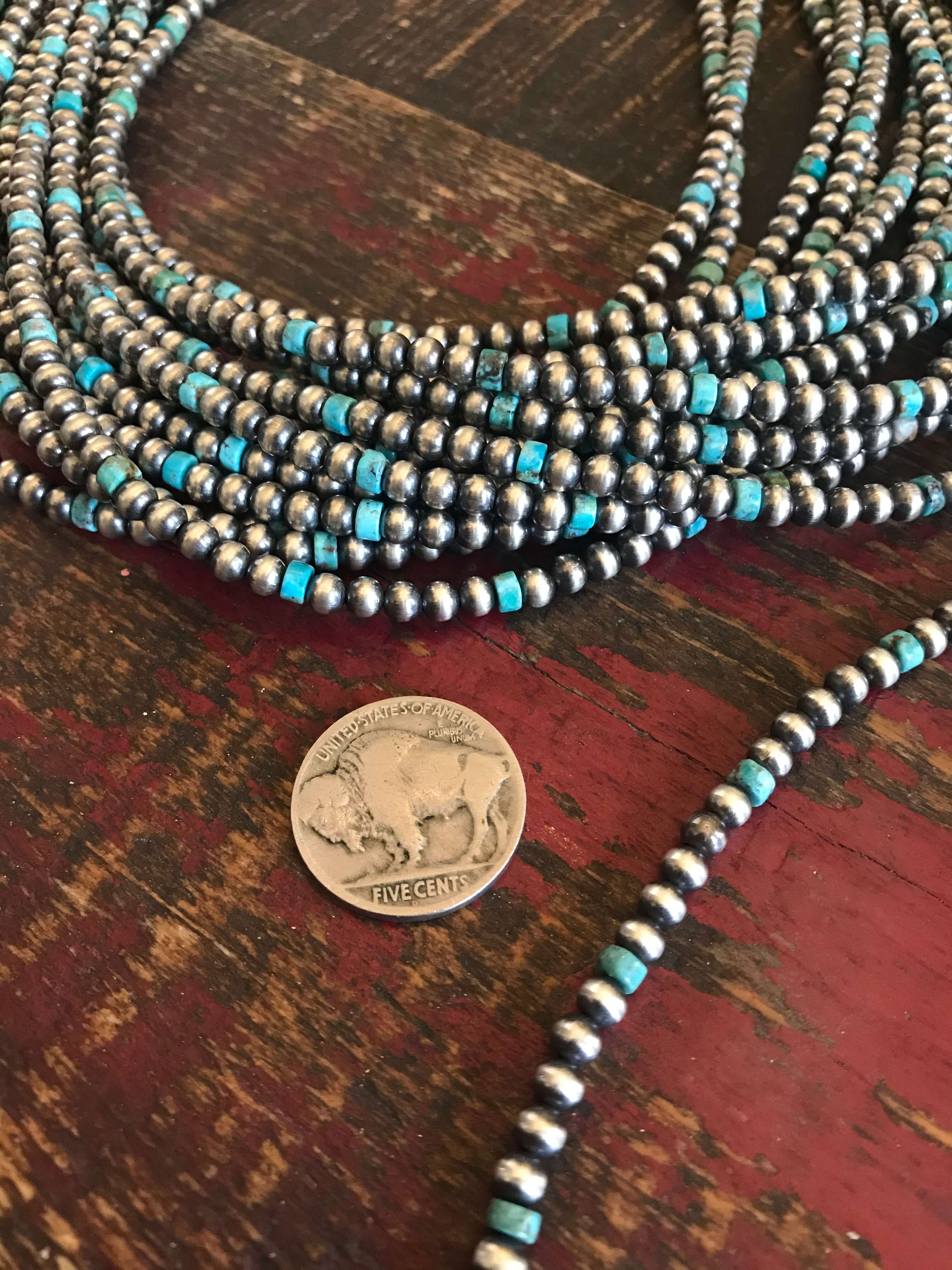 Sterling Silver Pearl Turquoise Stone Necklace Calli Co. Silver