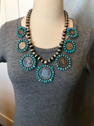 The Sophia Turquoise + Vintage Coin Necklace Set-Necklaces-Calli Co., Turquoise and Silver Jewelry, Native American Handmade, Zuni Tribe, Navajo Tribe, Brock Texas