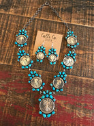 The Jay Turquoise and Coin Necklace-Necklaces-Calli Co., Turquoise and Silver Jewelry, Native American Handmade, Zuni Tribe, Navajo Tribe, Brock Texas