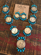 The Riddle Turquoise and Coin Necklace-Necklaces-Calli Co., Turquoise and Silver Jewelry, Native American Handmade, Zuni Tribe, Navajo Tribe, Brock Texas