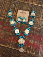 The Riddle Turquoise and Coin Necklace-Necklaces-Calli Co., Turquoise and Silver Jewelry, Native American Handmade, Zuni Tribe, Navajo Tribe, Brock Texas