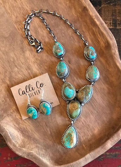 The Great Falls Necklace Set-Necklaces-Calli Co., Turquoise and Silver Jewelry, Native American Handmade, Zuni Tribe, Navajo Tribe, Brock Texas