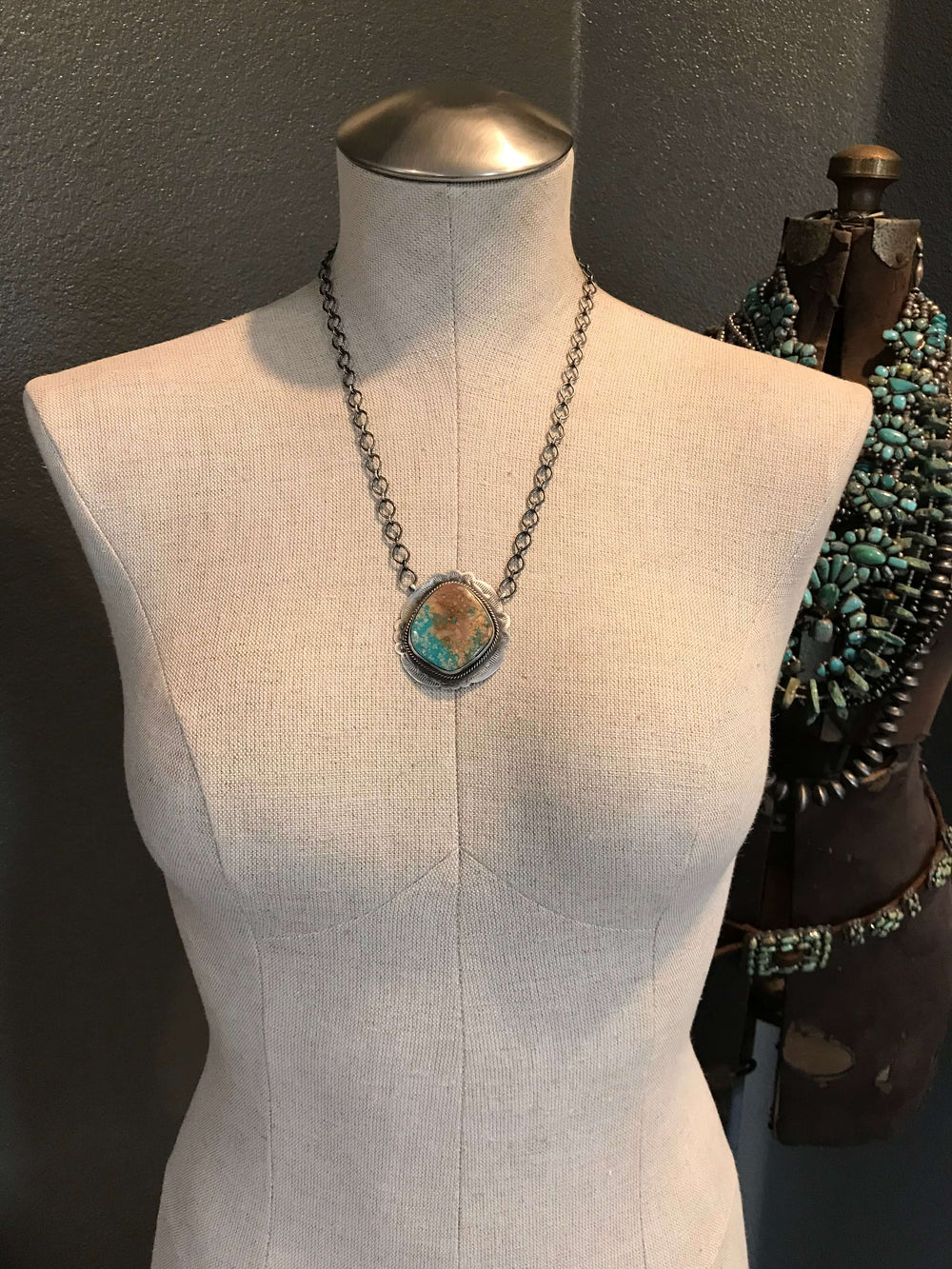 The Red Mesa Necklace, 1-Necklaces-Calli Co., Turquoise and Silver Jewelry, Native American Handmade, Zuni Tribe, Navajo Tribe, Brock Texas
