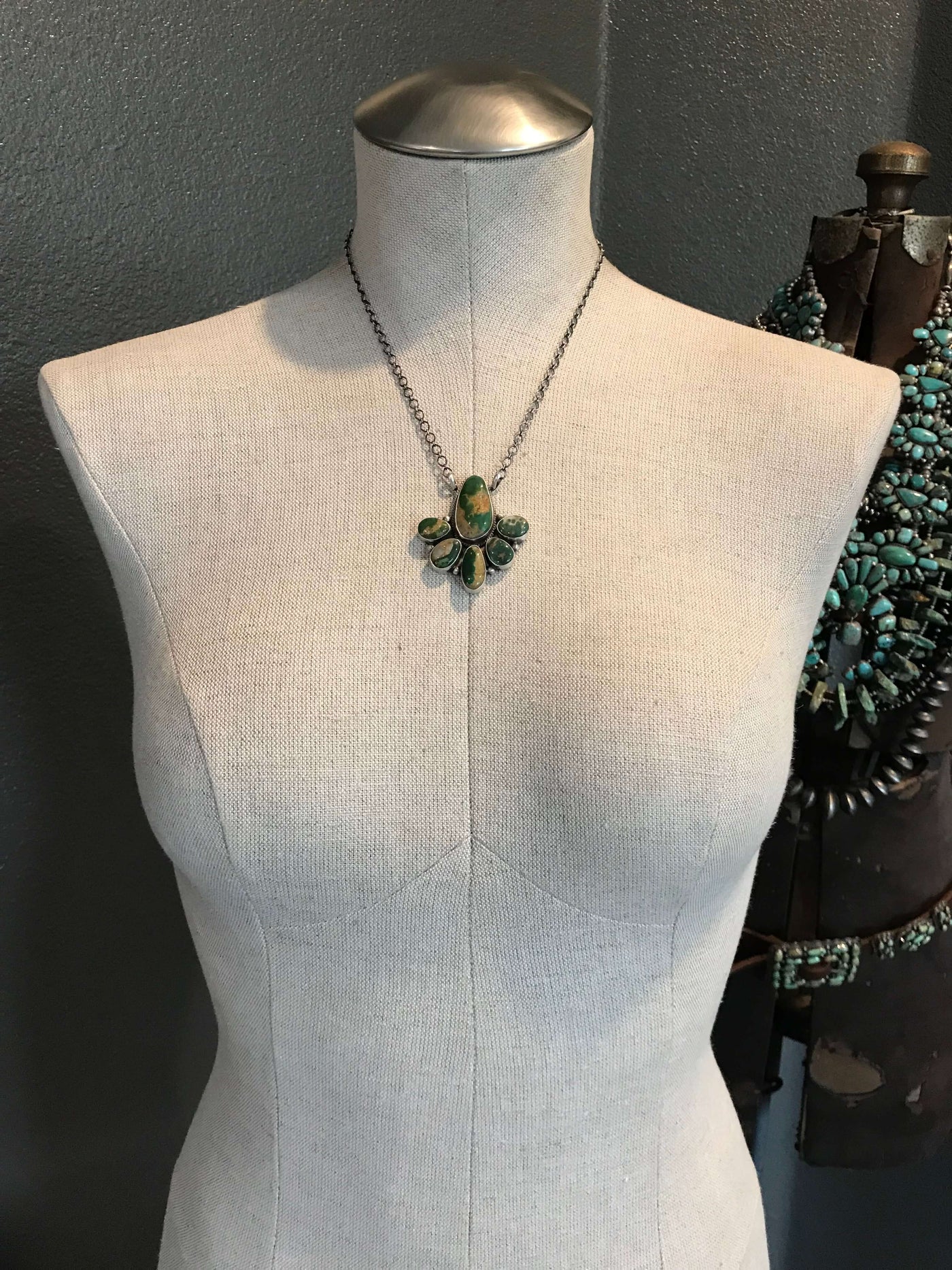 The Crossapol Cluster Necklace-Necklaces-Calli Co., Turquoise and Silver Jewelry, Native American Handmade, Zuni Tribe, Navajo Tribe, Brock Texas