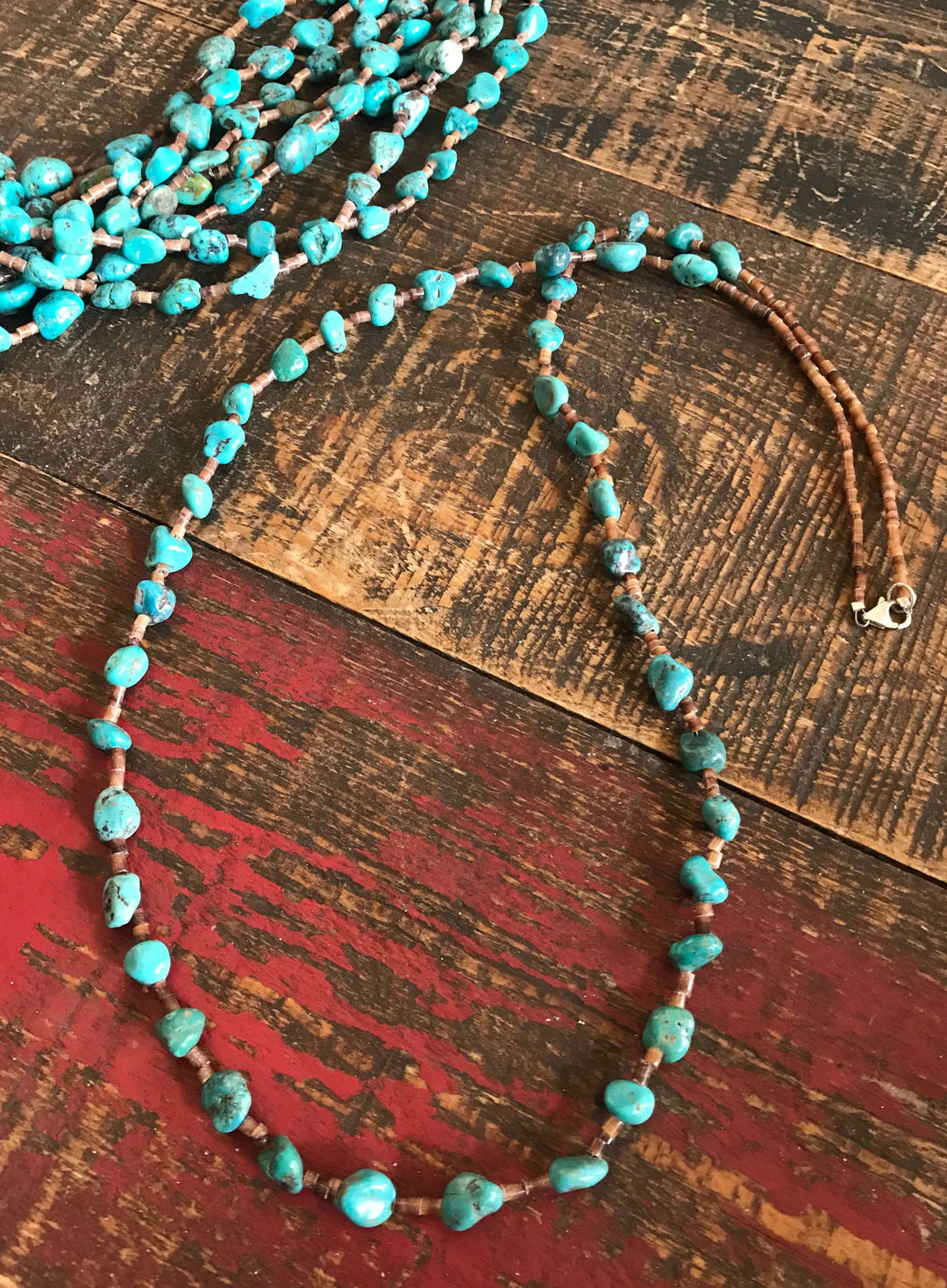 The Westleigh Turquoise Necklace, 30”-Necklaces-Calli Co., Turquoise and Silver Jewelry, Native American Handmade, Zuni Tribe, Navajo Tribe, Brock Texas