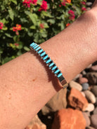 The Lonetree Turquoise Row Cuff-Bracelets & Cuffs-Calli Co., Turquoise and Silver Jewelry, Native American Handmade, Zuni Tribe, Navajo Tribe, Brock Texas