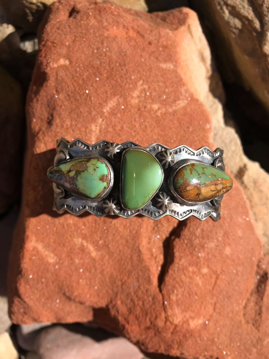 The Marlay Turquoise Cuff-Bracelets & Cuffs-Calli Co., Turquoise and Silver Jewelry, Native American Handmade, Zuni Tribe, Navajo Tribe, Brock Texas