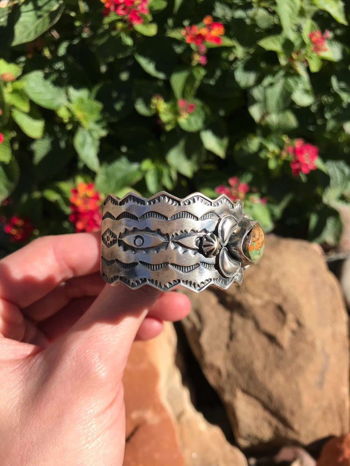 The Marlay Turquoise Cuff-Bracelets & Cuffs-Calli Co., Turquoise and Silver Jewelry, Native American Handmade, Zuni Tribe, Navajo Tribe, Brock Texas