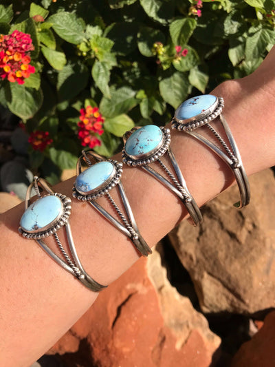 The Missoula Golden Hills Cuffs-Bracelets & Cuffs-Calli Co., Turquoise and Silver Jewelry, Native American Handmade, Zuni Tribe, Navajo Tribe, Brock Texas