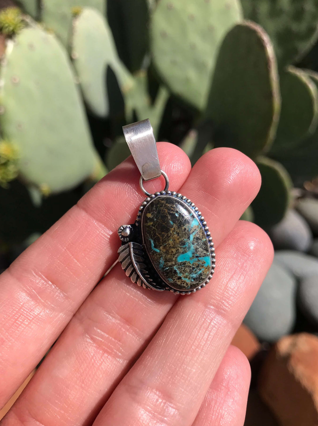The Billings Turquoise Pendant, 3-Pendants-Calli Co., Turquoise and Silver Jewelry, Native American Handmade, Zuni Tribe, Navajo Tribe, Brock Texas
