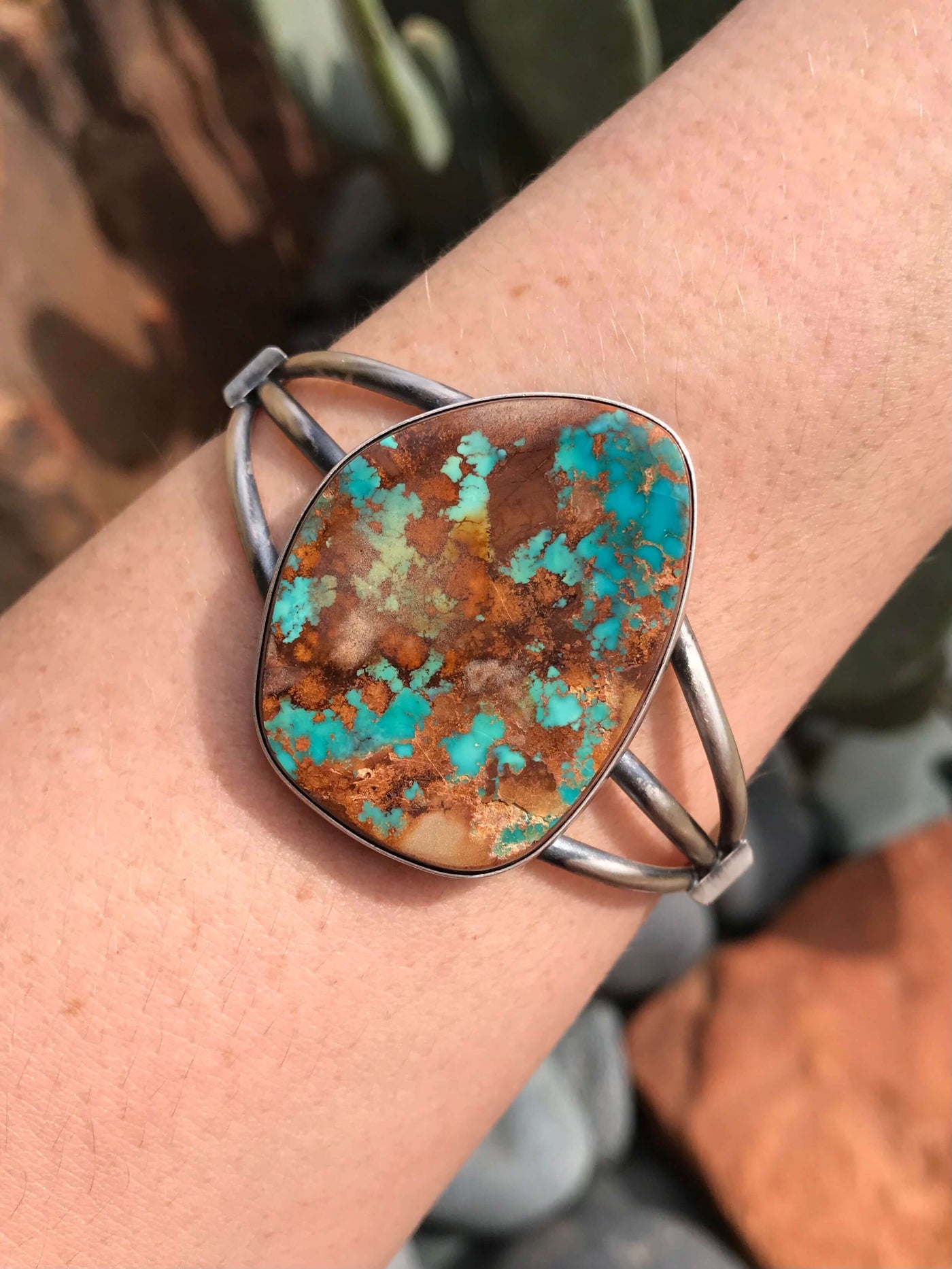 The Alanis Cuff-Bracelets & Cuffs-Calli Co., Turquoise and Silver Jewelry, Native American Handmade, Zuni Tribe, Navajo Tribe, Brock Texas