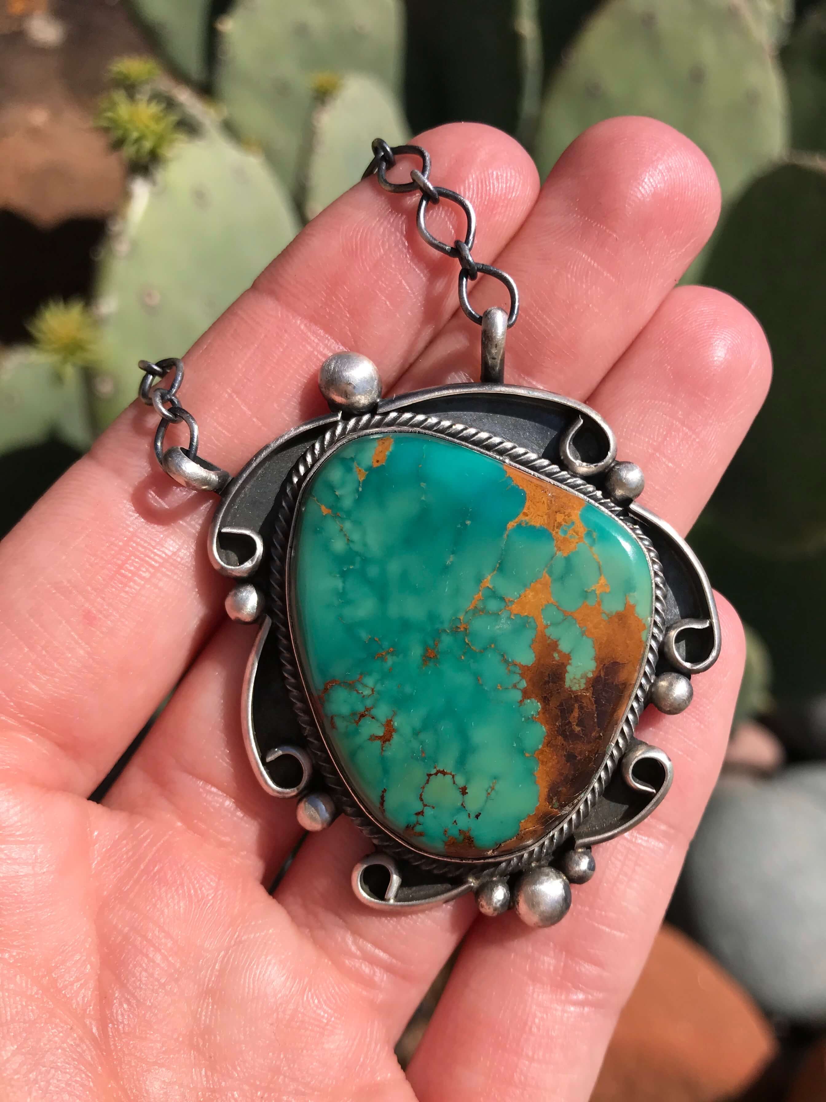 The Dallam Turquoise Necklace-Necklaces-Calli Co., Turquoise and Silver Jewelry, Native American Handmade, Zuni Tribe, Navajo Tribe, Brock Texas