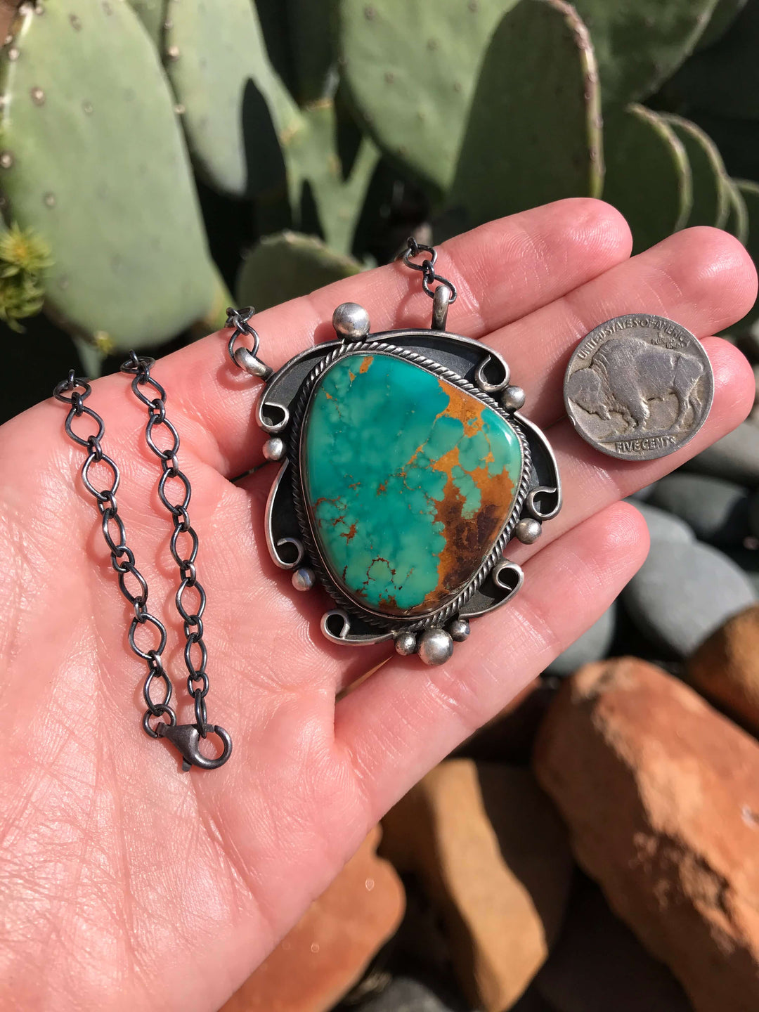 The Dallam Turquoise Necklace-Necklaces-Calli Co., Turquoise and Silver Jewelry, Native American Handmade, Zuni Tribe, Navajo Tribe, Brock Texas