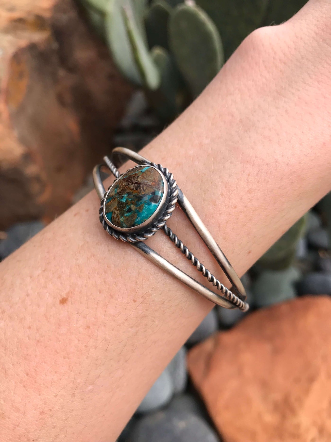 The Sycamore Cuff, 1-Bracelets & Cuffs-Calli Co., Turquoise and Silver Jewelry, Native American Handmade, Zuni Tribe, Navajo Tribe, Brock Texas