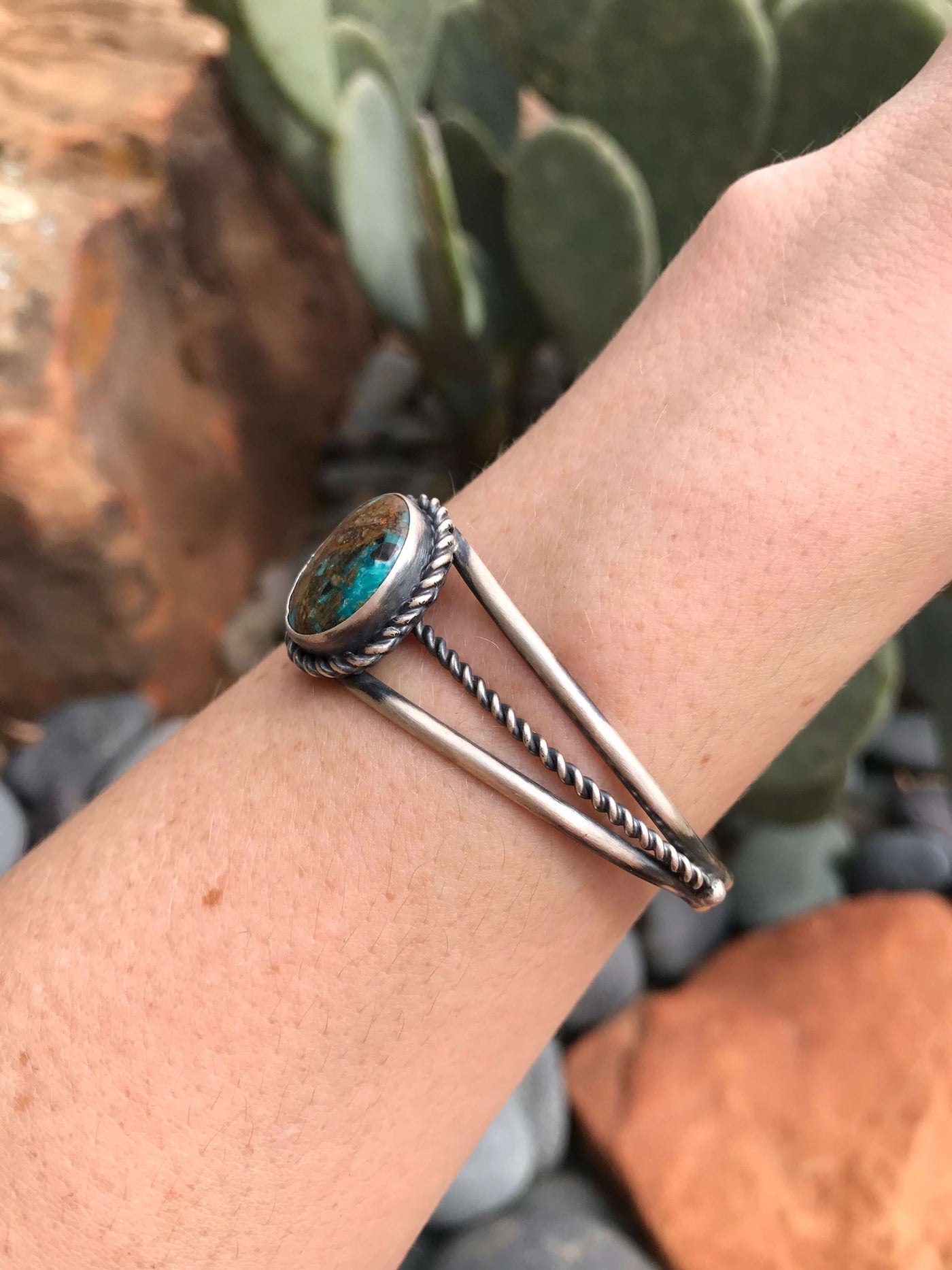 The Sycamore Cuff, 1-Bracelets & Cuffs-Calli Co., Turquoise and Silver Jewelry, Native American Handmade, Zuni Tribe, Navajo Tribe, Brock Texas