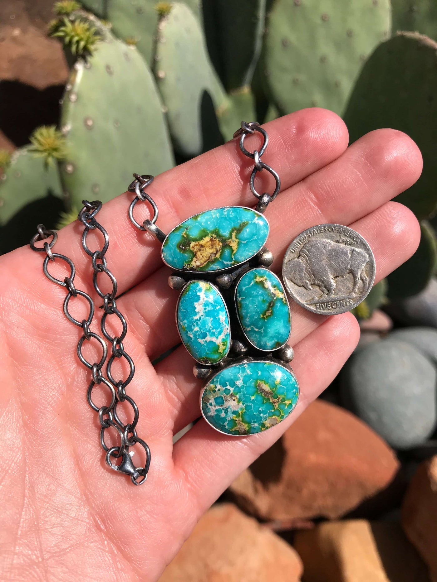 The Brookings Sonoran Gold Necklace-Necklaces-Calli Co., Turquoise and Silver Jewelry, Native American Handmade, Zuni Tribe, Navajo Tribe, Brock Texas
