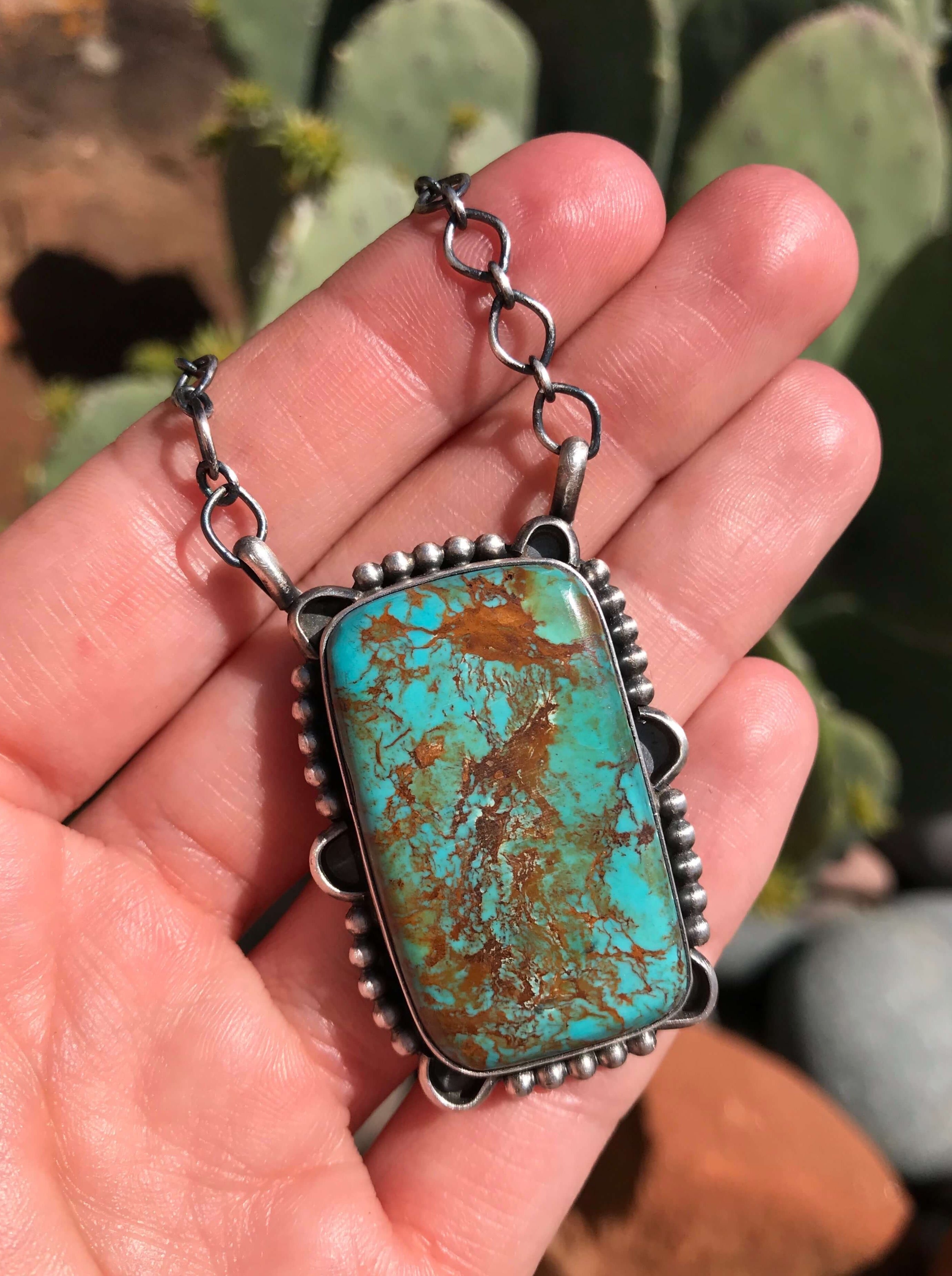 The Raven Turquoise Necklace-Necklaces-Calli Co., Turquoise and Silver Jewelry, Native American Handmade, Zuni Tribe, Navajo Tribe, Brock Texas