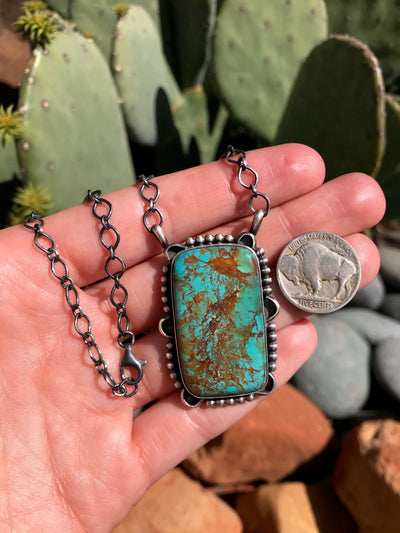 The Raven Turquoise Necklace-Necklaces-Calli Co., Turquoise and Silver Jewelry, Native American Handmade, Zuni Tribe, Navajo Tribe, Brock Texas