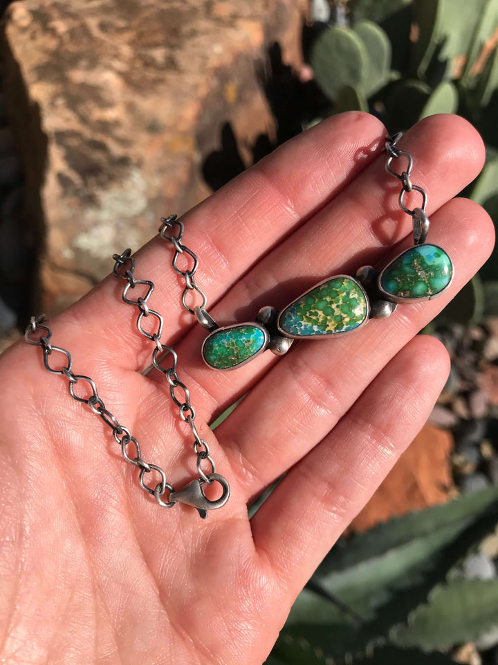 The Malekai Turquoise Necklace, 6-Necklaces-Calli Co., Turquoise and Silver Jewelry, Native American Handmade, Zuni Tribe, Navajo Tribe, Brock Texas