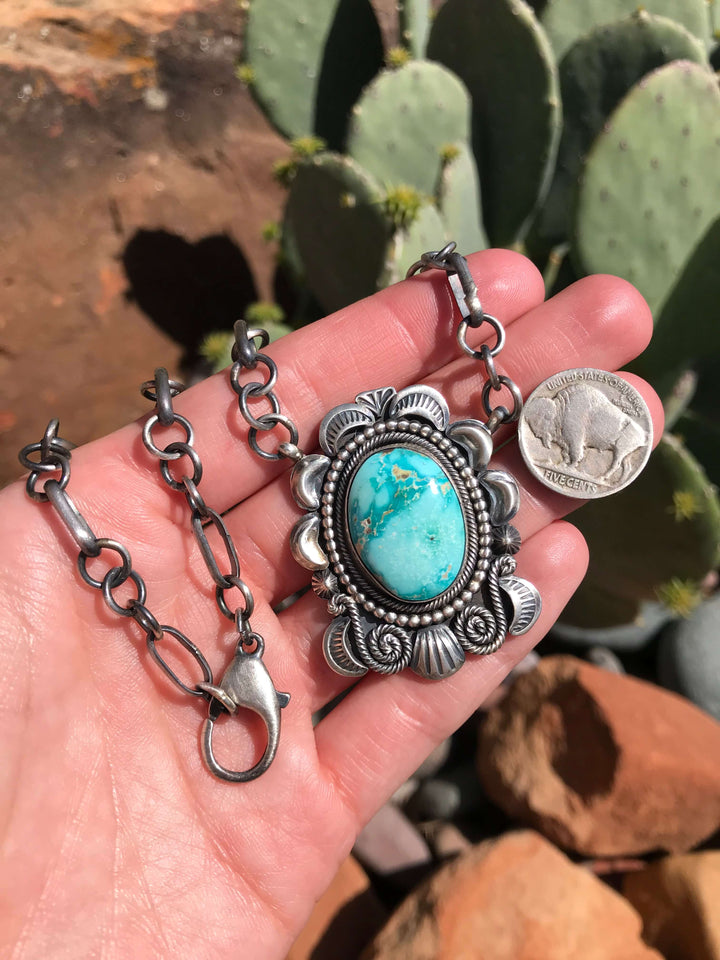 The Alaska Turquoise Necklace-Necklaces-Calli Co., Turquoise and Silver Jewelry, Native American Handmade, Zuni Tribe, Navajo Tribe, Brock Texas