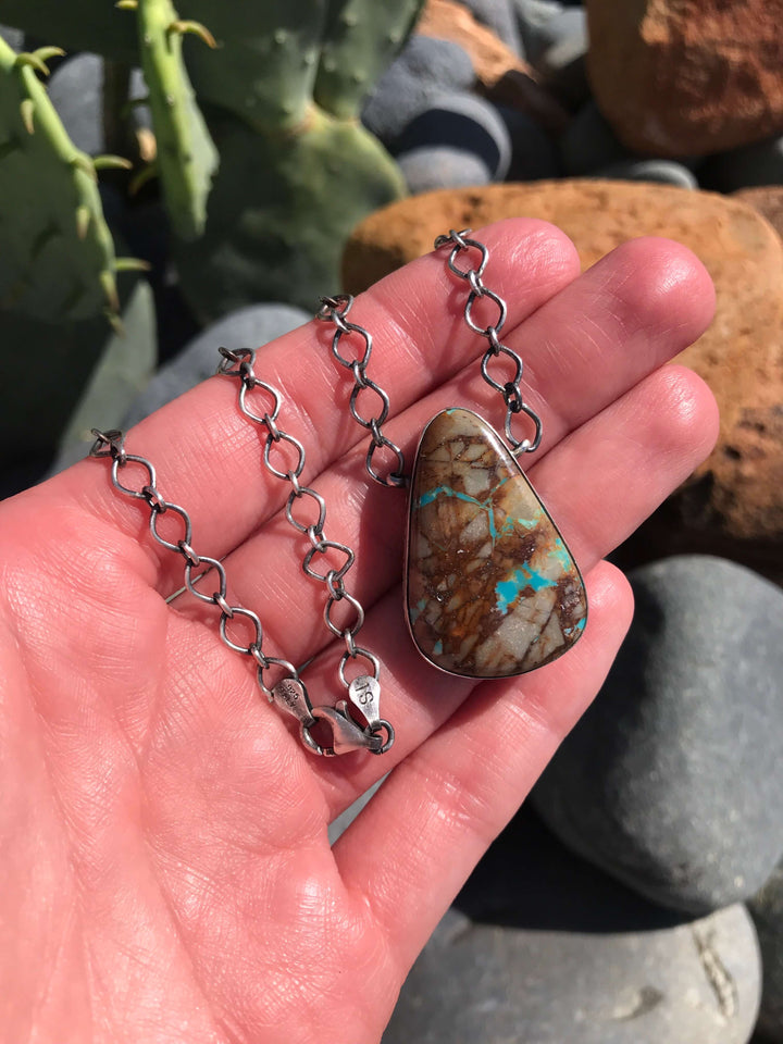 The Talli Turquoise Necklace, 5-Necklaces-Calli Co., Turquoise and Silver Jewelry, Native American Handmade, Zuni Tribe, Navajo Tribe, Brock Texas