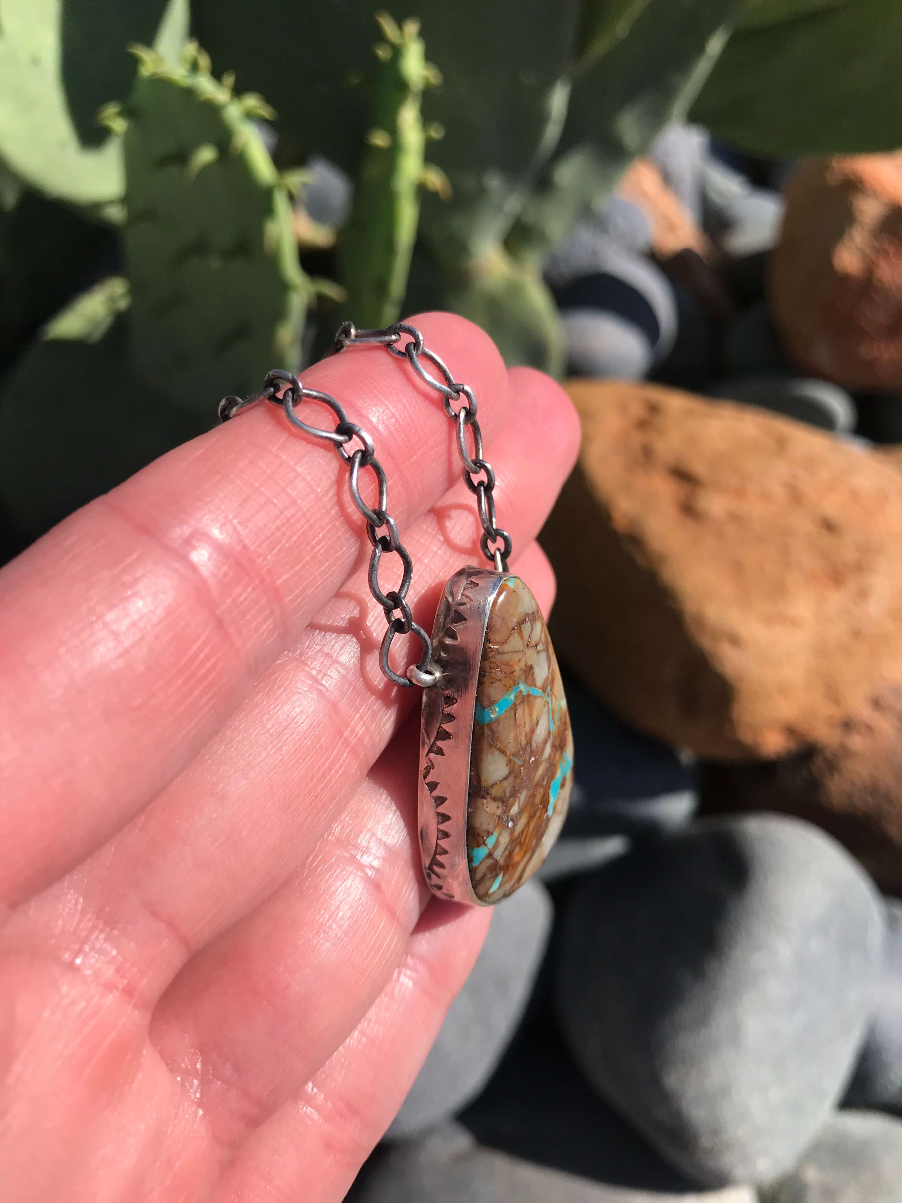 The Talli Turquoise Necklace, 5-Necklaces-Calli Co., Turquoise and Silver Jewelry, Native American Handmade, Zuni Tribe, Navajo Tribe, Brock Texas