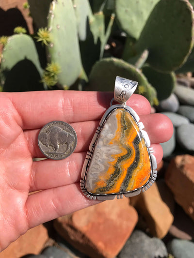 The Briscoe Bumblebee Pendant-Pendants-Calli Co., Turquoise and Silver Jewelry, Native American Handmade, Zuni Tribe, Navajo Tribe, Brock Texas