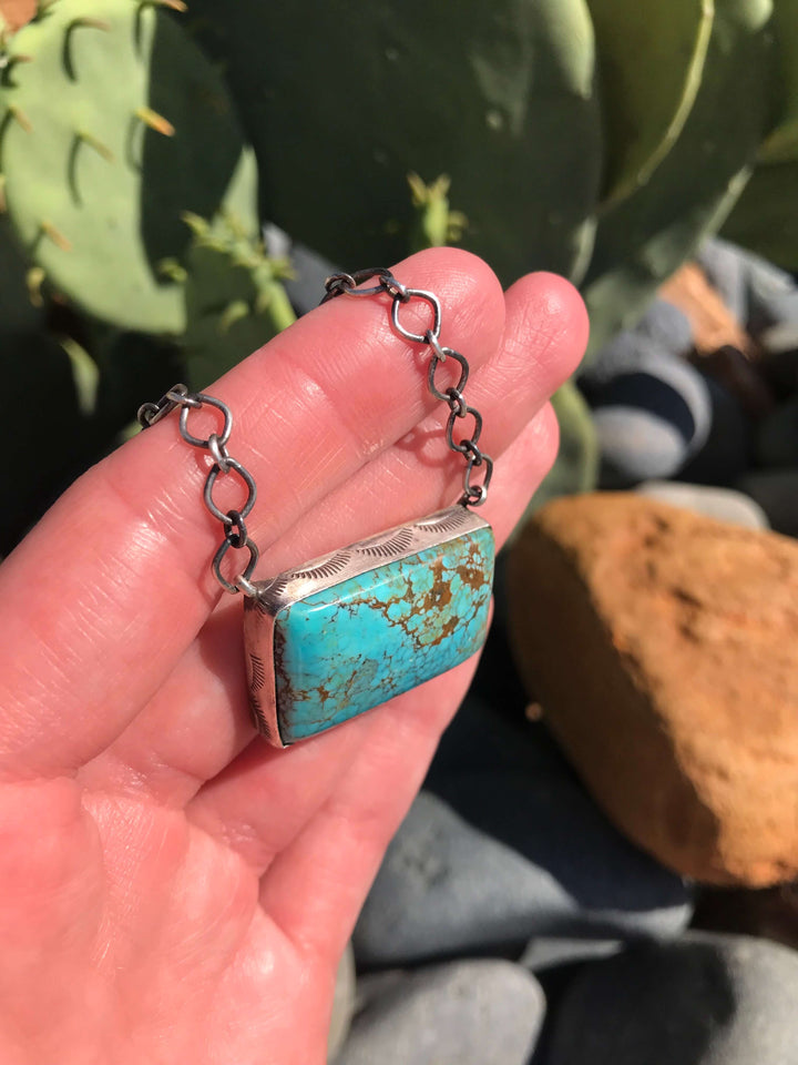 The Talli Turquoise Necklace, 7-Necklaces-Calli Co., Turquoise and Silver Jewelry, Native American Handmade, Zuni Tribe, Navajo Tribe, Brock Texas
