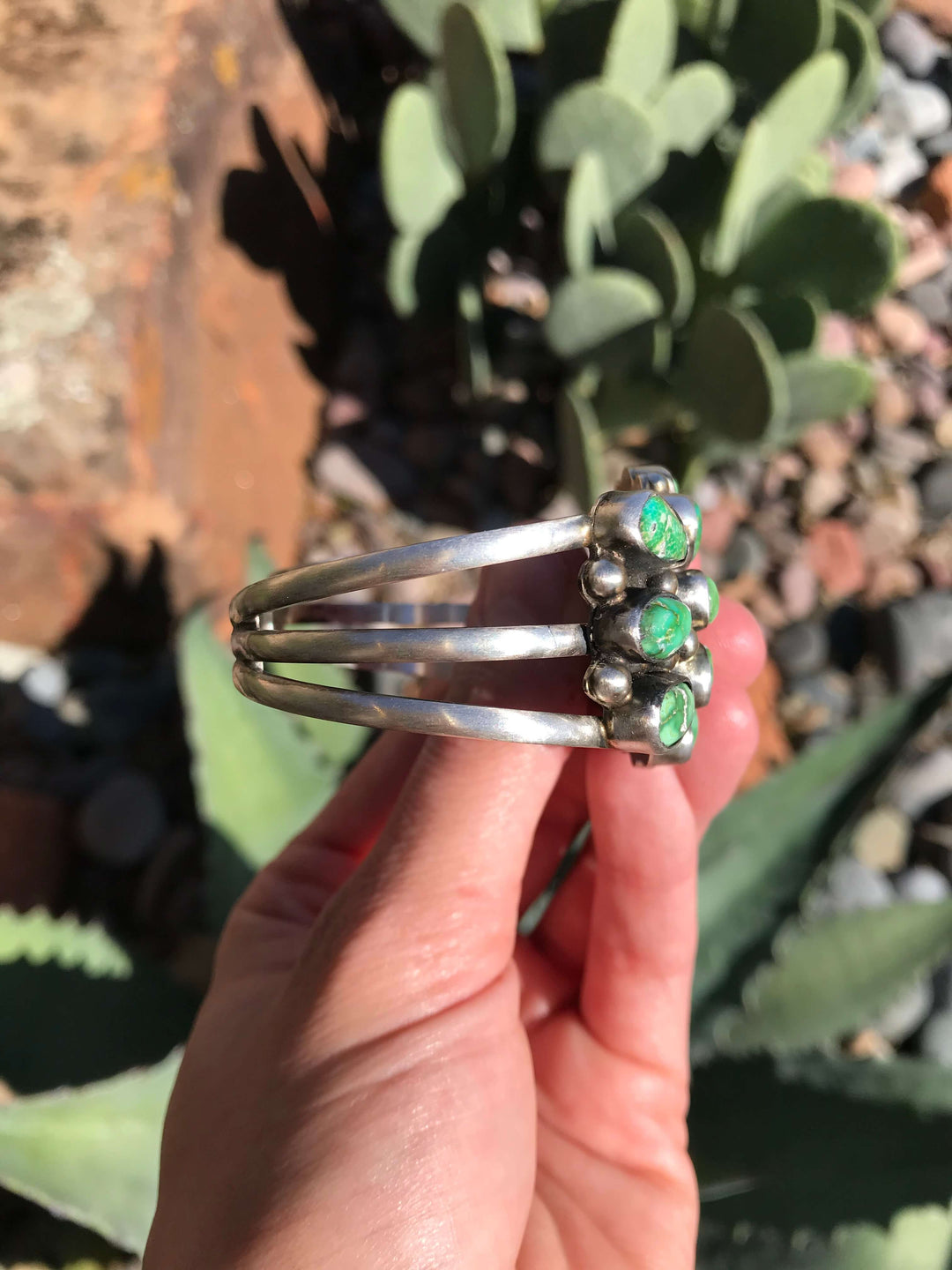 The Crowley Turquoise Cluster Cuff-Bracelets & Cuffs-Calli Co., Turquoise and Silver Jewelry, Native American Handmade, Zuni Tribe, Navajo Tribe, Brock Texas