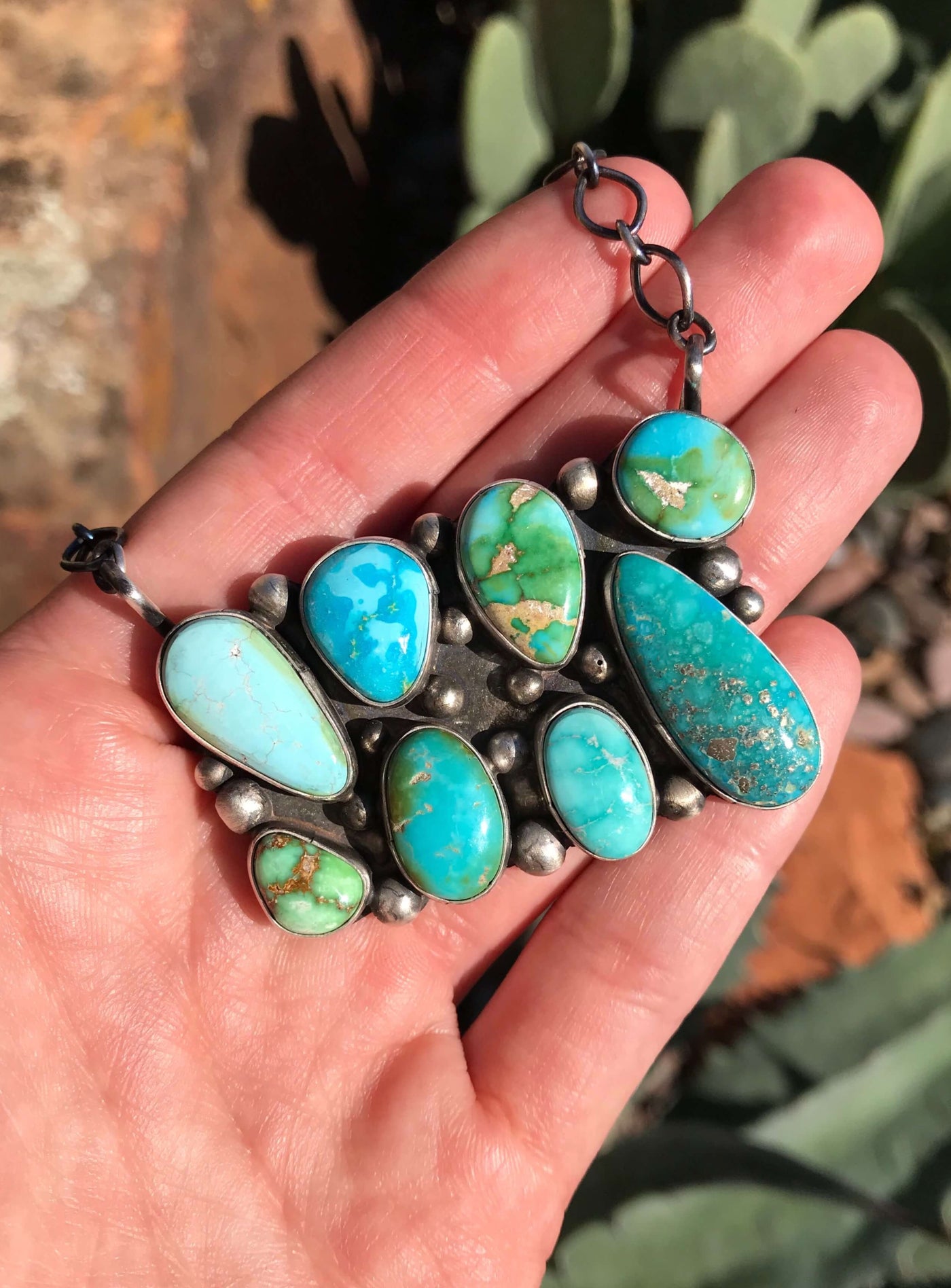 The Newbury Turquoise Necklace-Necklaces-Calli Co., Turquoise and Silver Jewelry, Native American Handmade, Zuni Tribe, Navajo Tribe, Brock Texas