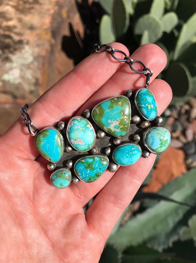 The Wembley Turquoise Necklace-Necklaces-Calli Co., Turquoise and Silver Jewelry, Native American Handmade, Zuni Tribe, Navajo Tribe, Brock Texas