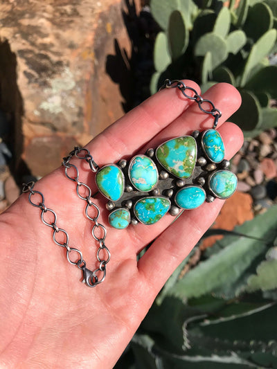 The Wembley Turquoise Necklace-Necklaces-Calli Co., Turquoise and Silver Jewelry, Native American Handmade, Zuni Tribe, Navajo Tribe, Brock Texas