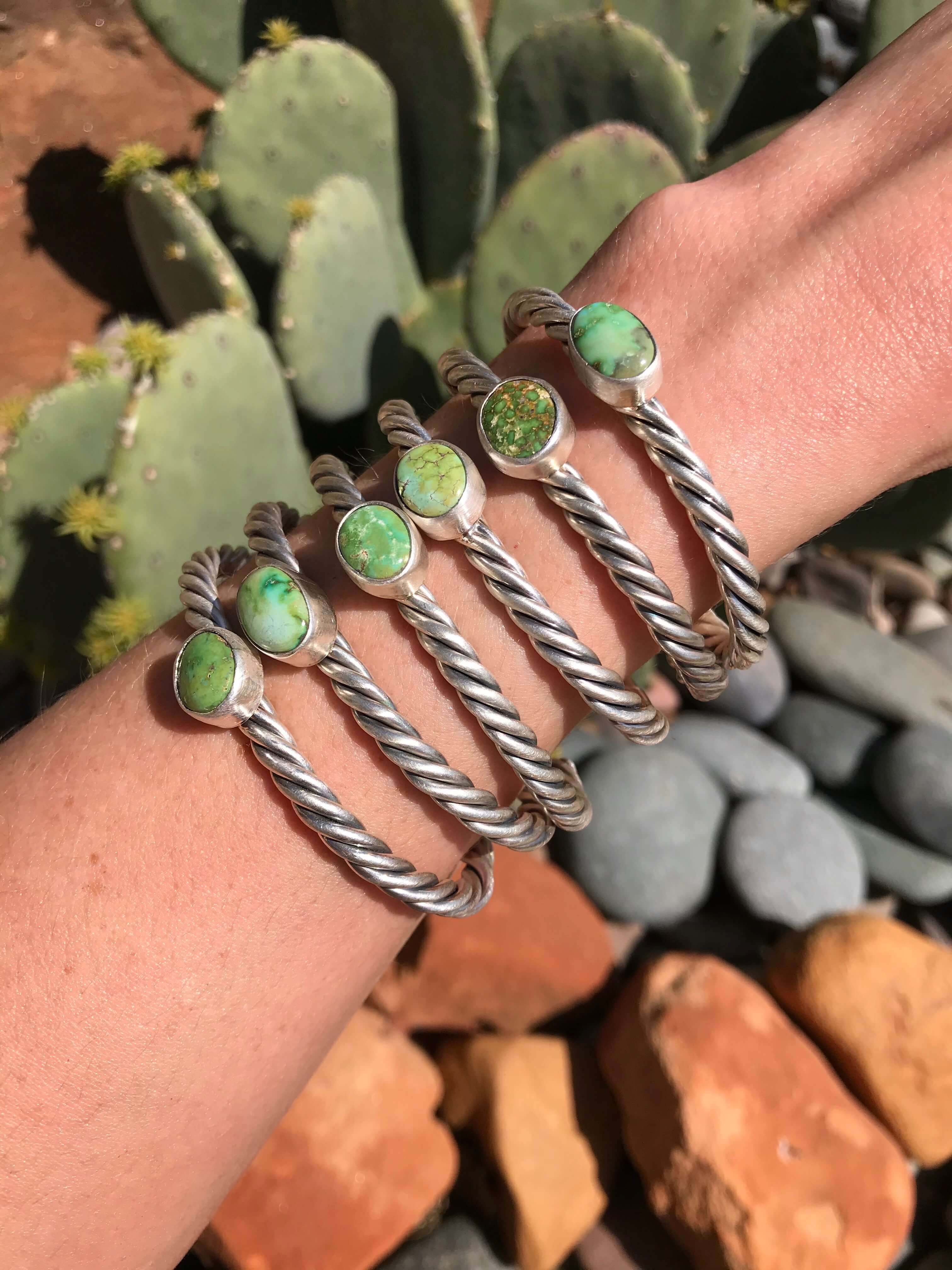 The Boone Sonoran Gold Cuffs-Bracelets & Cuffs-Calli Co., Turquoise and Silver Jewelry, Native American Handmade, Zuni Tribe, Navajo Tribe, Brock Texas