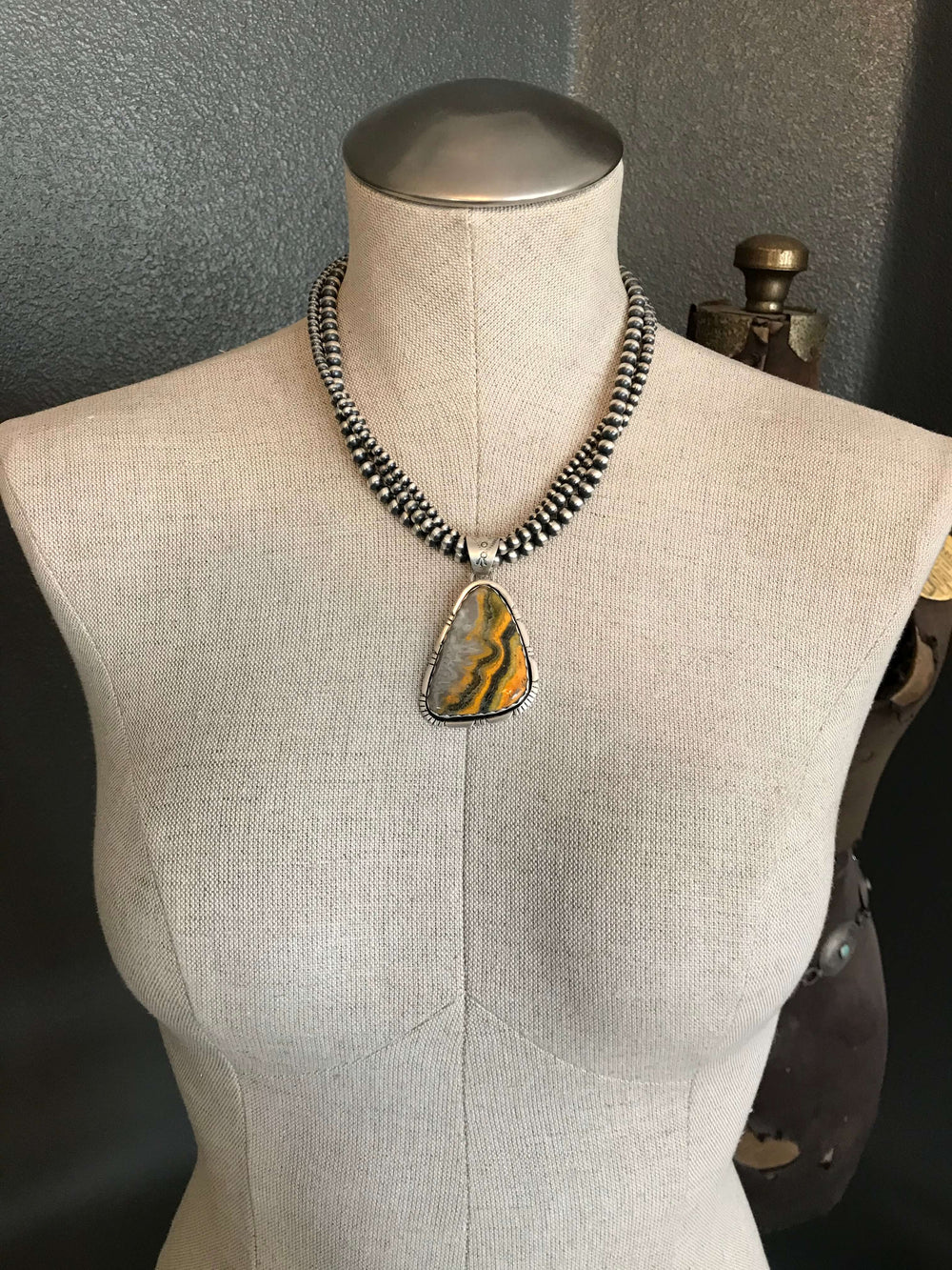 The Briscoe Bumblebee Pendant-Pendants-Calli Co., Turquoise and Silver Jewelry, Native American Handmade, Zuni Tribe, Navajo Tribe, Brock Texas
