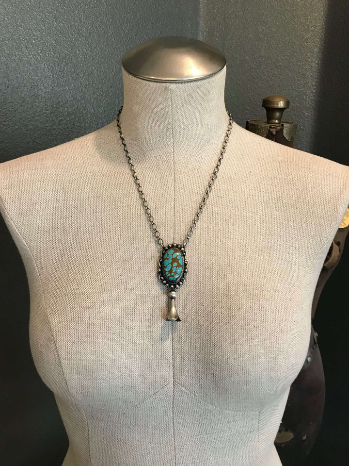The Grant Turquoise Blossom Necklace-Necklaces-Calli Co., Turquoise and Silver Jewelry, Native American Handmade, Zuni Tribe, Navajo Tribe, Brock Texas