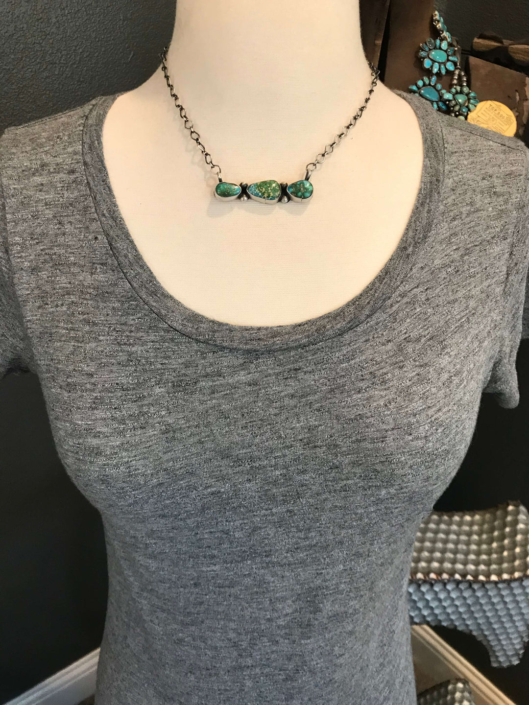 The Malekai Turquoise Necklace, 6-Necklaces-Calli Co., Turquoise and Silver Jewelry, Native American Handmade, Zuni Tribe, Navajo Tribe, Brock Texas
