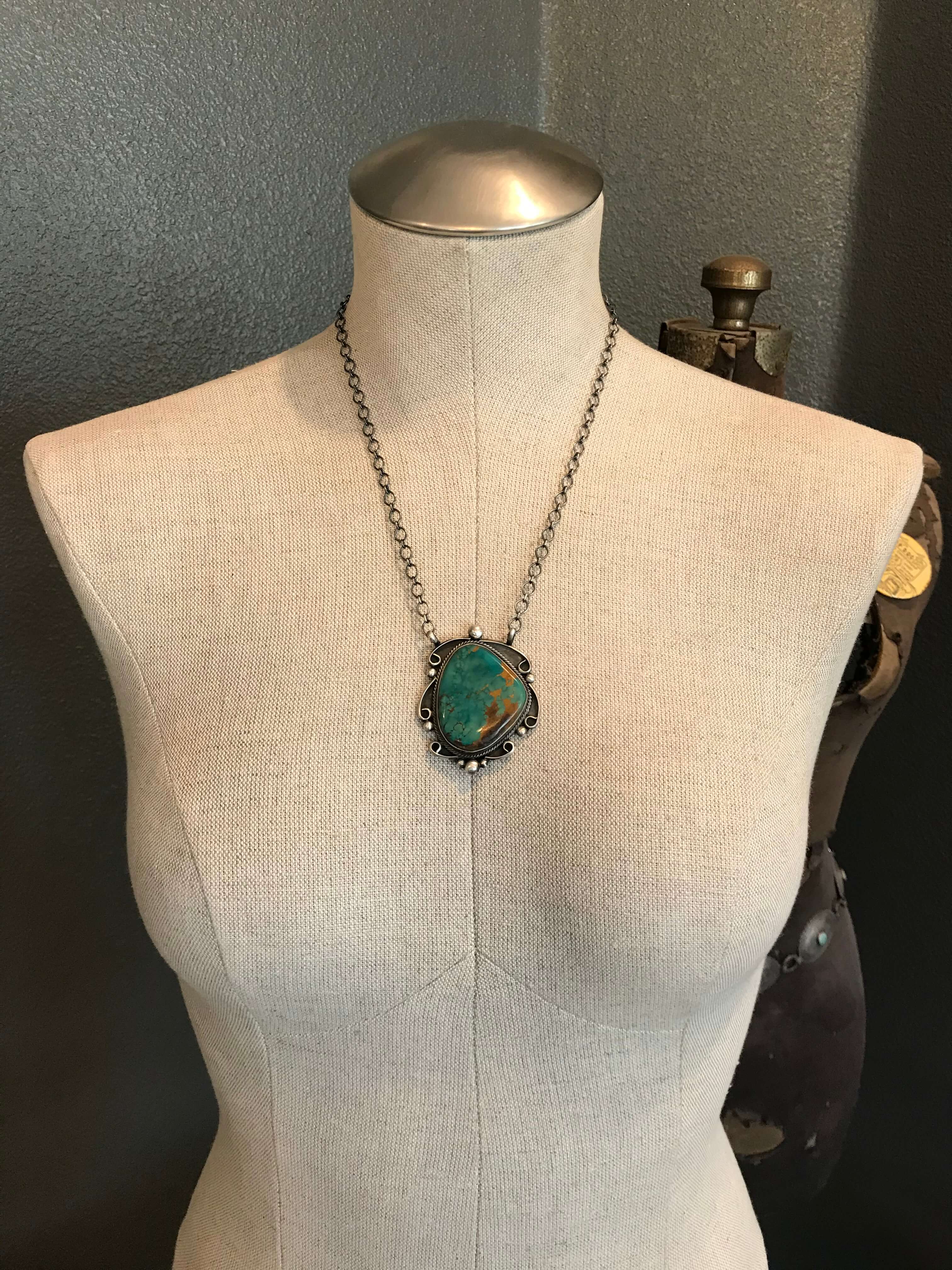 The Dallam Turquoise Necklace-Necklaces-Calli Co., Turquoise and Silver Jewelry, Native American Handmade, Zuni Tribe, Navajo Tribe, Brock Texas