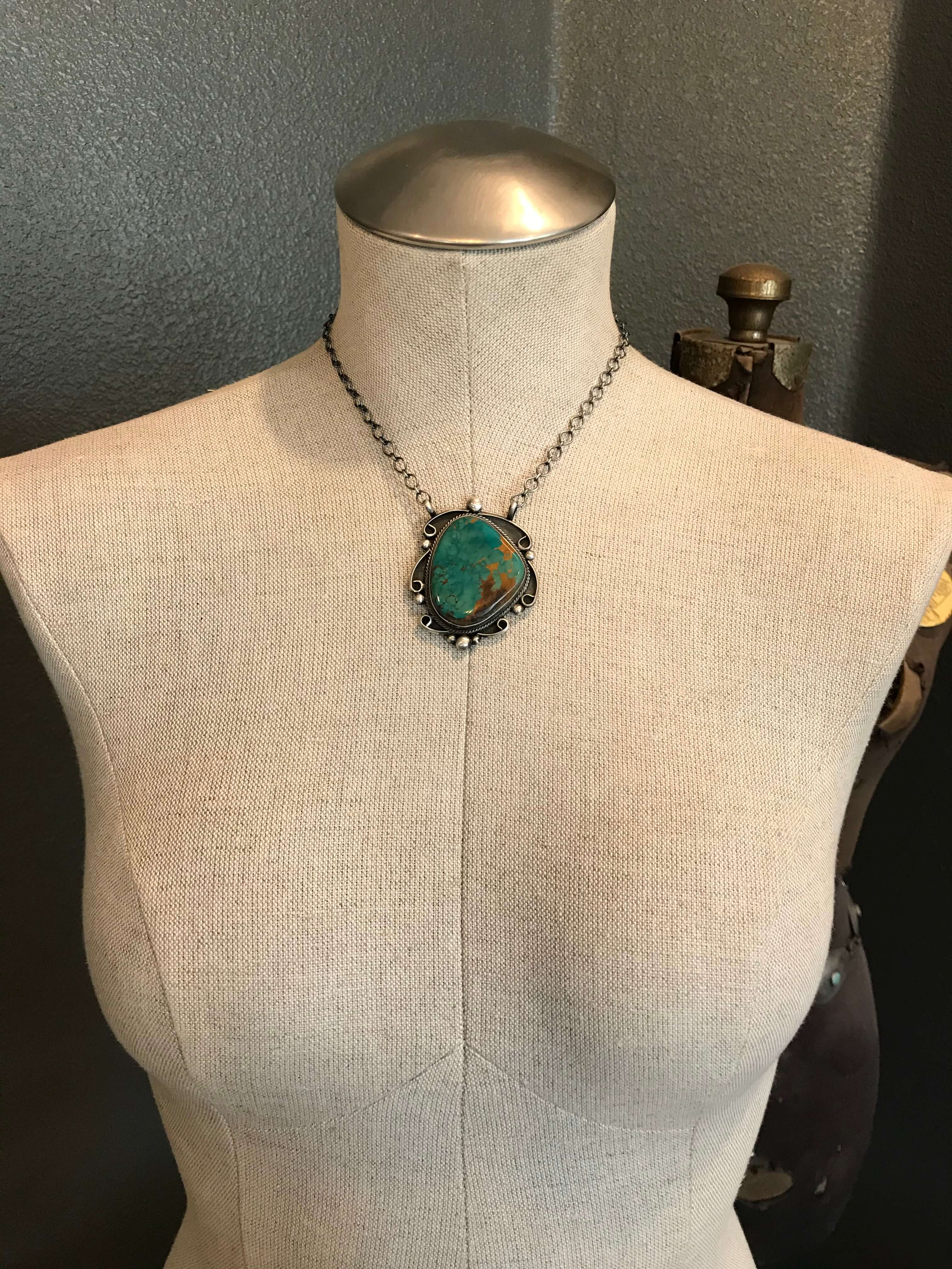 The Dallam Turquoise Necklace-Necklaces-Calli Co., Turquoise and Silver Jewelry, Native American Handmade, Zuni Tribe, Navajo Tribe, Brock Texas