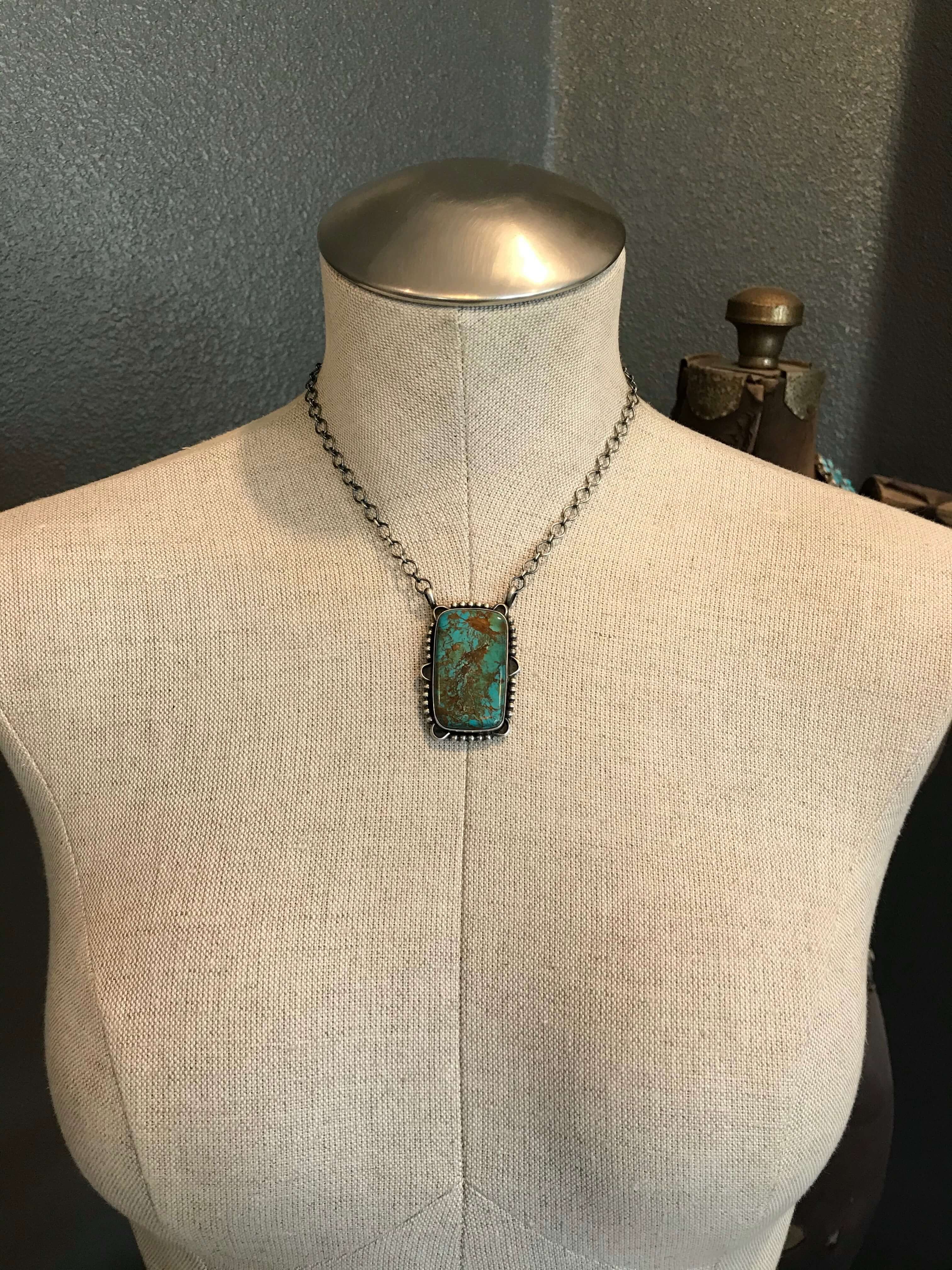 The Raven Turquoise Necklace-Necklaces-Calli Co., Turquoise and Silver Jewelry, Native American Handmade, Zuni Tribe, Navajo Tribe, Brock Texas