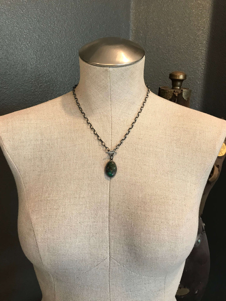 The Turquoise Toggle Necklace, 7-Necklaces-Calli Co., Turquoise and Silver Jewelry, Native American Handmade, Zuni Tribe, Navajo Tribe, Brock Texas