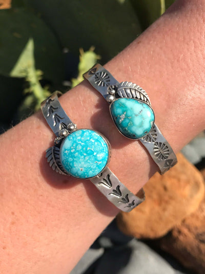 The Durham Turquoise Cuffs-Bracelets & Cuffs-Calli Co., Turquoise and Silver Jewelry, Native American Handmade, Zuni Tribe, Navajo Tribe, Brock Texas
